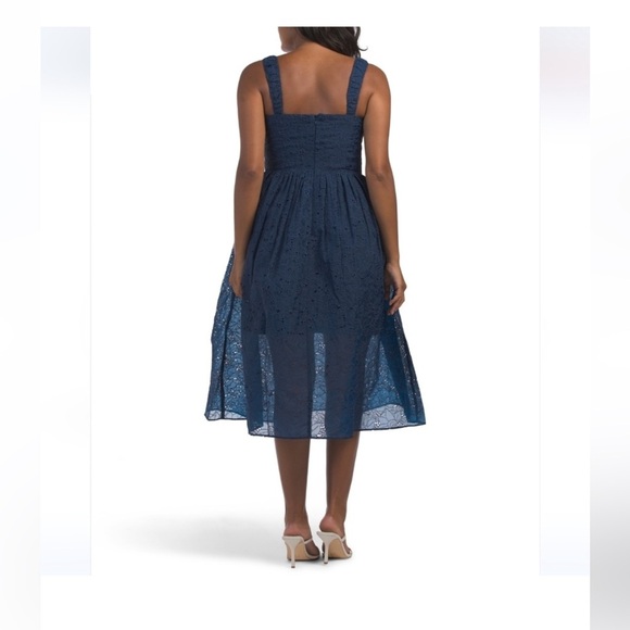 NWT French Connection Embroidered Strappy Midi Dress in Midnight Blue - Picture 4 of 17